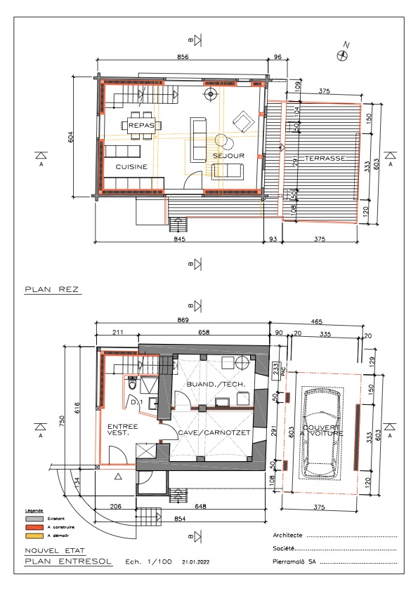 Plan rez-de-chaussée et entresol