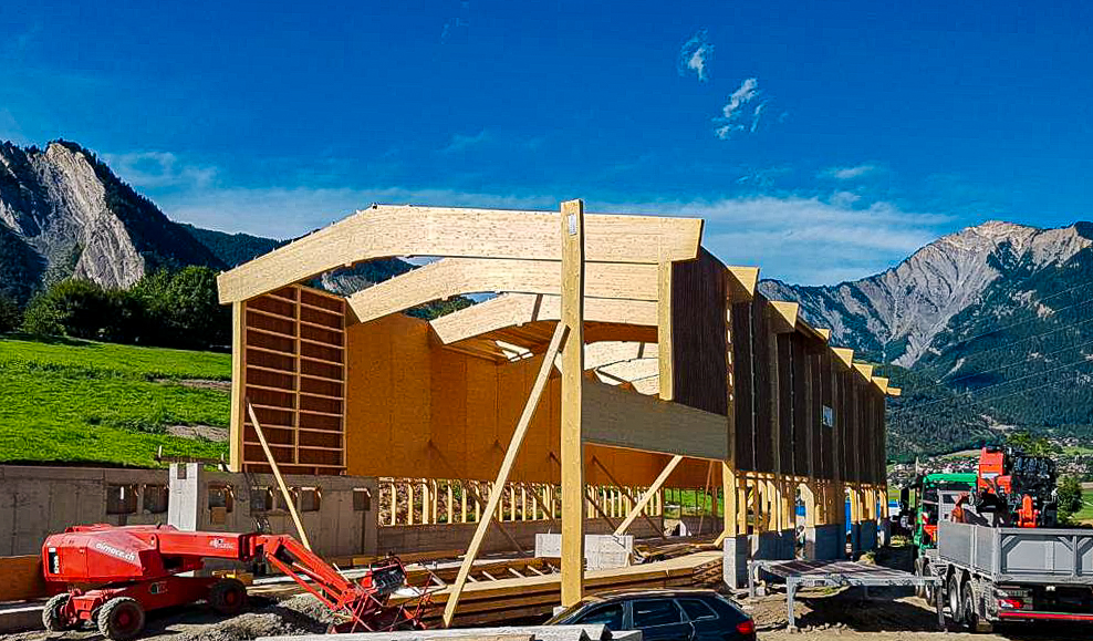 Levage de charpente sur chantier